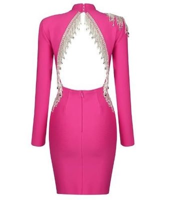 Custom Clothing Factory China Luxury Sequin Tassel Dresses Women Party Sexy Rhinestone Lady Glitter Dress