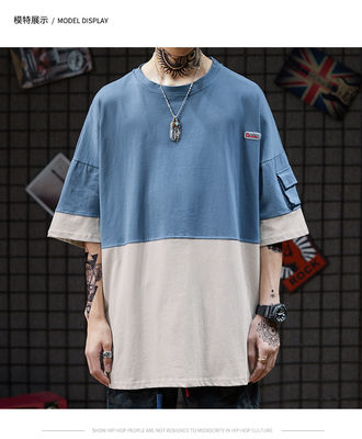 Color Matching Round Neck Men Streetwear T Shirts Sublimation Logo