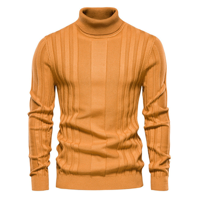 Streetwear Clothing Men'S Turtleneck Sweater Casual Knit Basic Shirt Pure Color Pullover